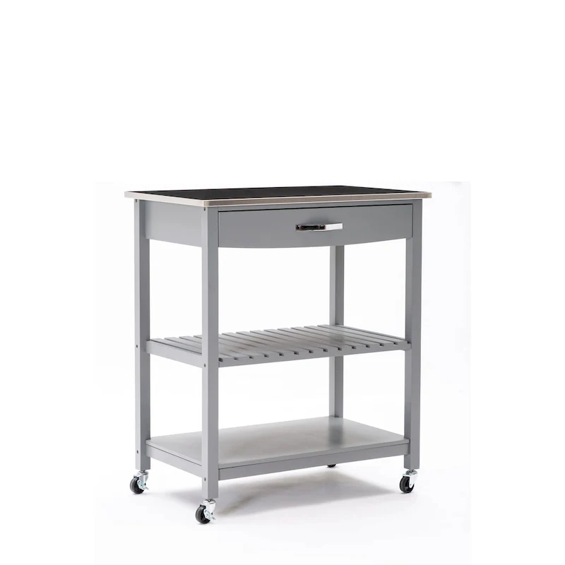 Holland Kitchen Cart With Stainless Steel Top