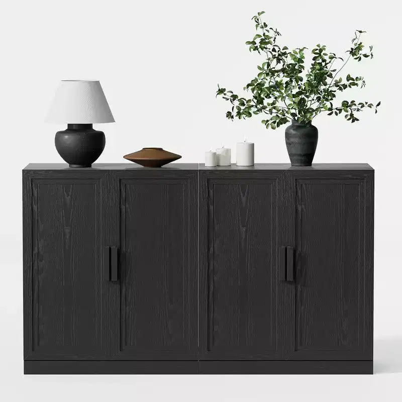 PexFix 62 W x 36 H Sideboard Buffet Cabinet Farmhouse Kitchen Pantry Cabinet with Adjustable Shelves for Kitchen Dining Room Living Room Black