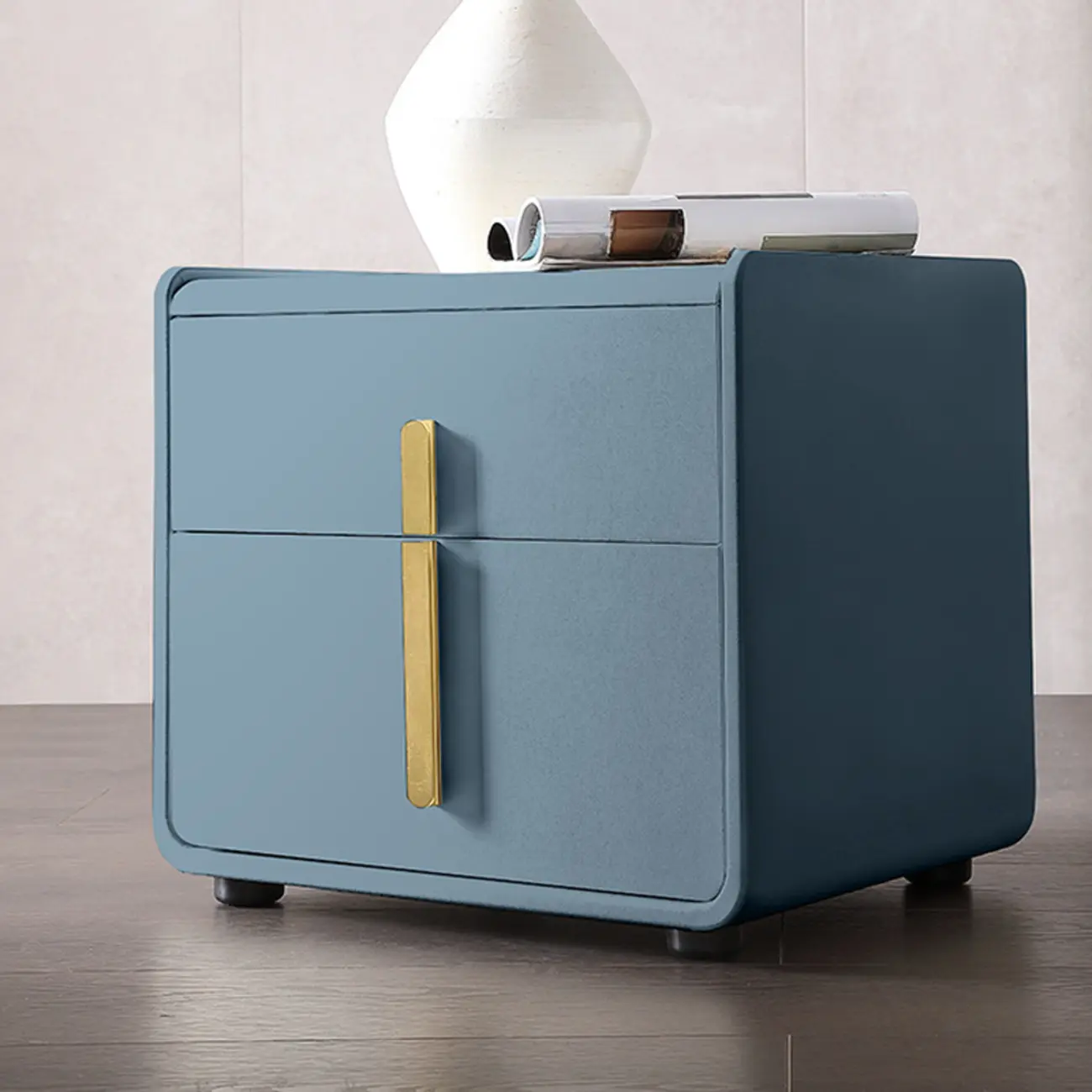 Modern Bedside Table – Faux Leather White Nightstand