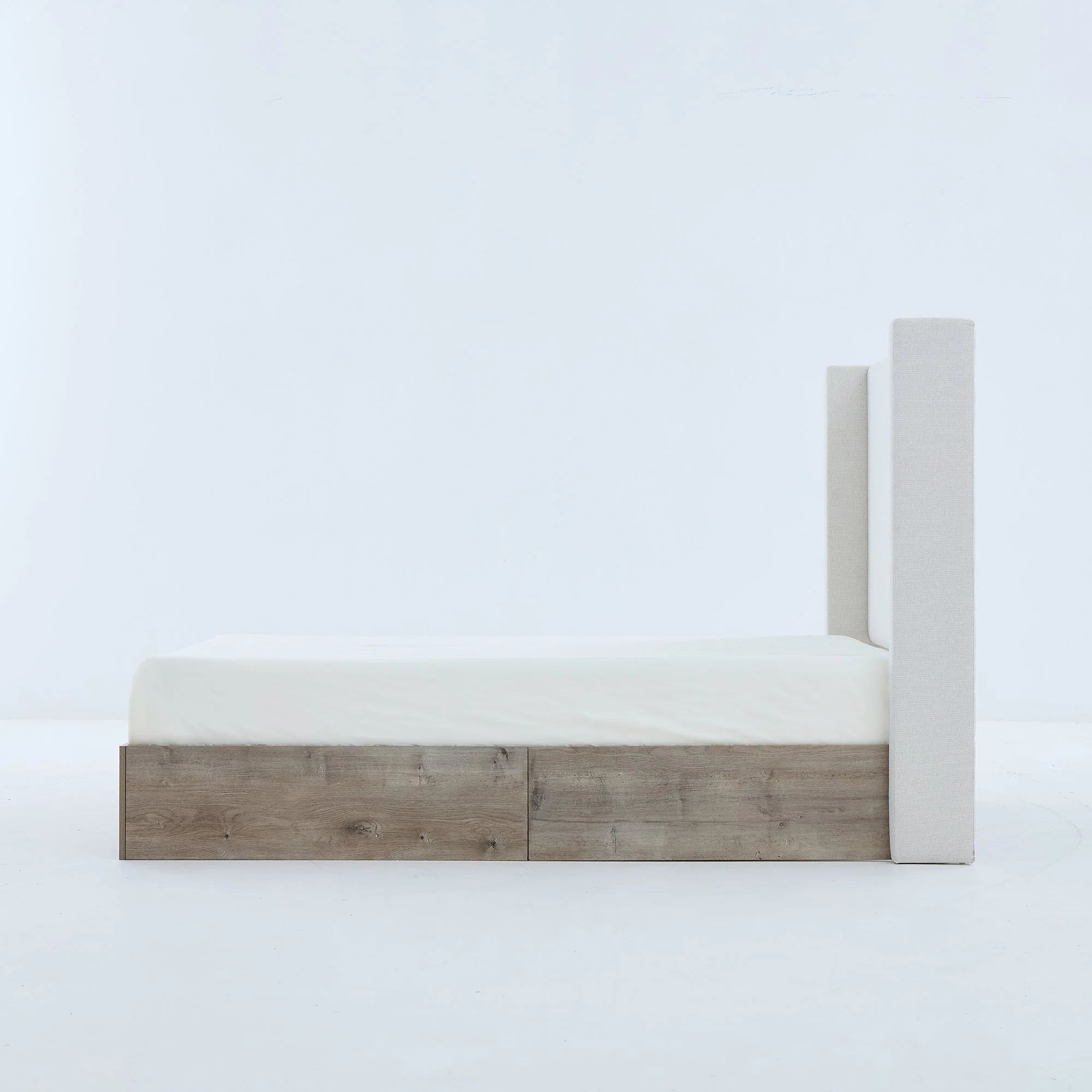 Walker Edison | Shelton 54' Queen Upholstered Wingback Bed and Wood Base