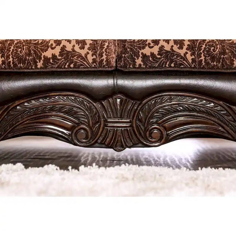 Quez Traditional Brown Faux Leather Rolled Arms Sofa by Furniture of America