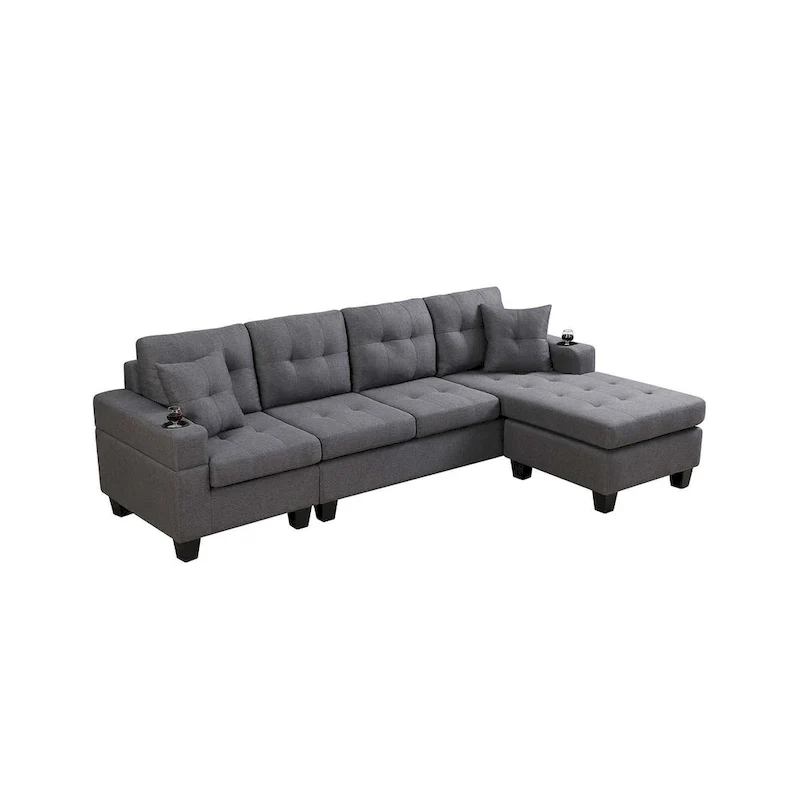Living room sofa with convertible chaise longue