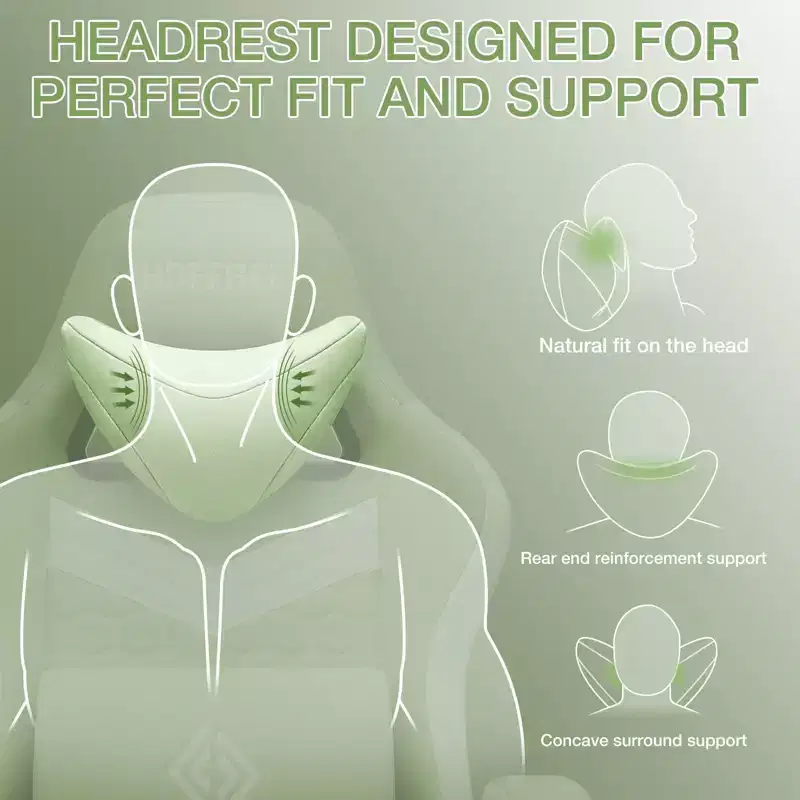 Hoffree Breathable Fabric Massage Gaming Chair Ergonomic Office PC Chair with Footrest & Adjustable