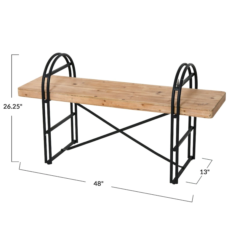 Wood and Metal Bench