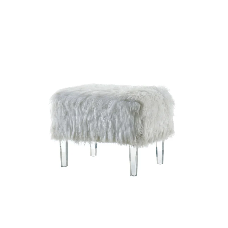 Modern Faux Fur Acrylic Footstool