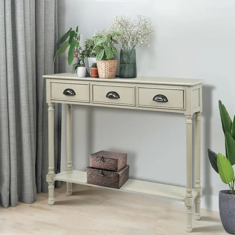 Wood 3-drawer Console Hallway Table