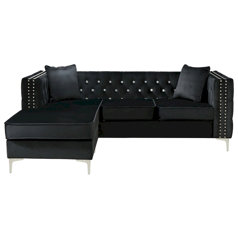 Paige Velvet Tufted Sofa with Chaise