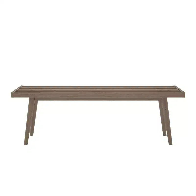 Mid-Century Solid Wood Bench – Black/Clay/Natural/Pecan/Teal/Walnut/White/Yellow – Seats 1