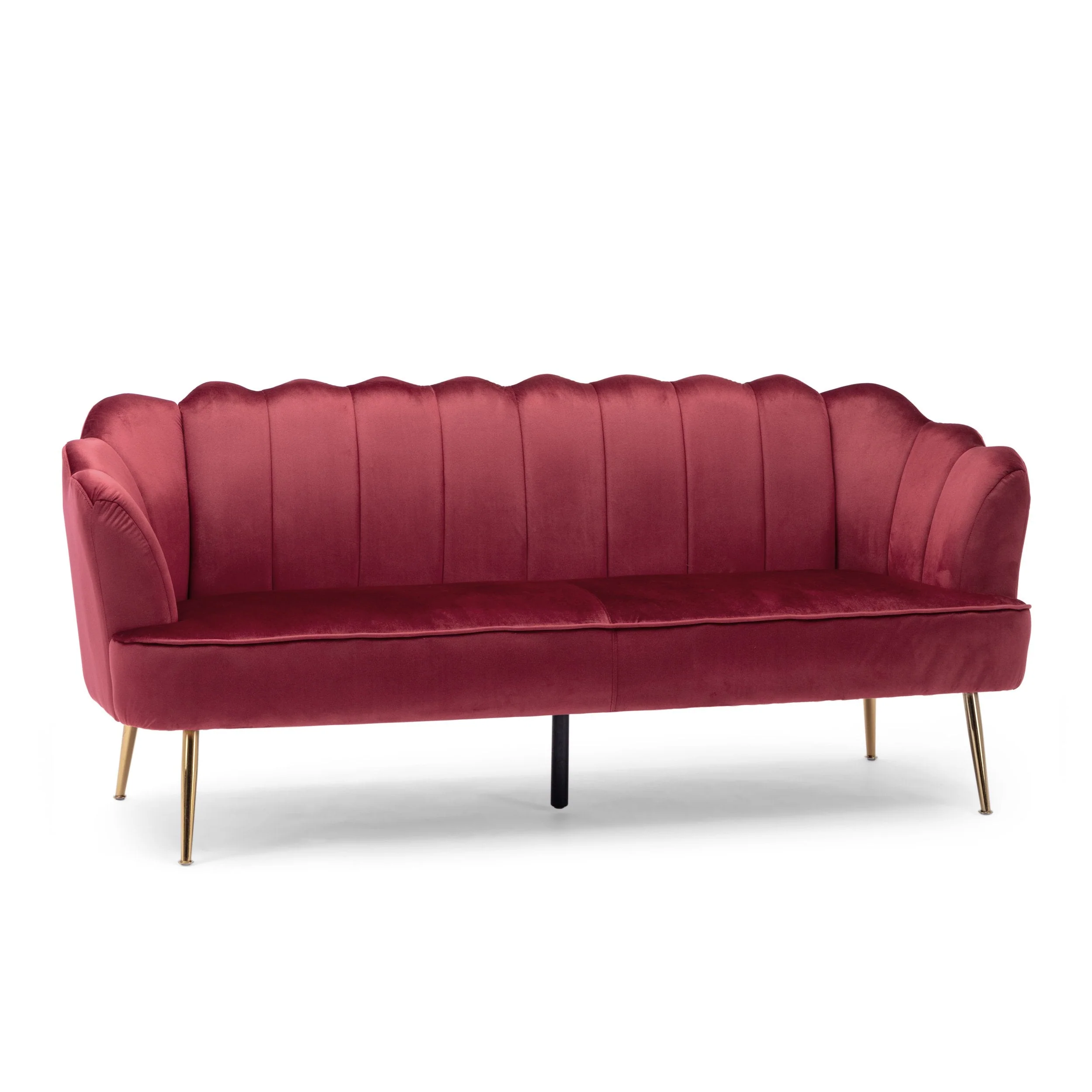 Modern Glam Velvet Channel Stitch 3 Seater Shell Sofa - NH378413