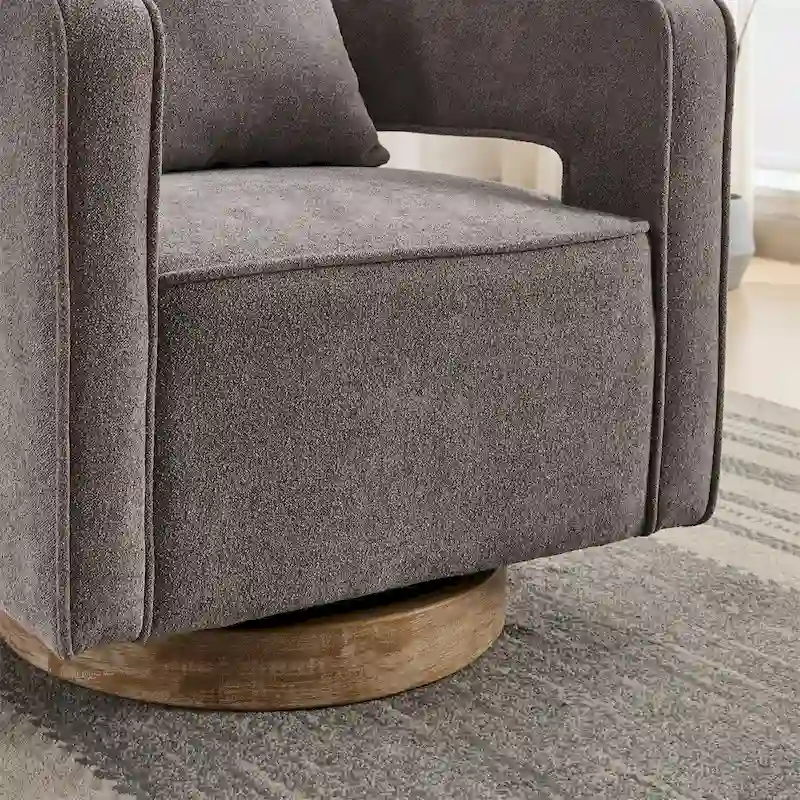29.1  Swivel Accent Chair with Weathered Wood Base