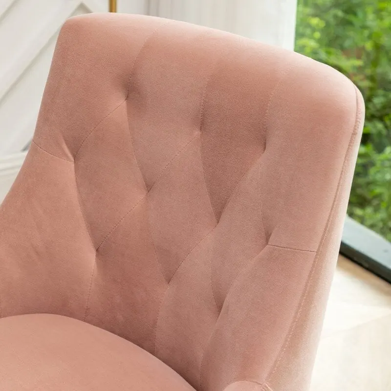 SEYNAR Modern Boucle Velvet Upholstered Accent Dining Chair Set of 2 Tufted Back Armless Chair with Golden Legs