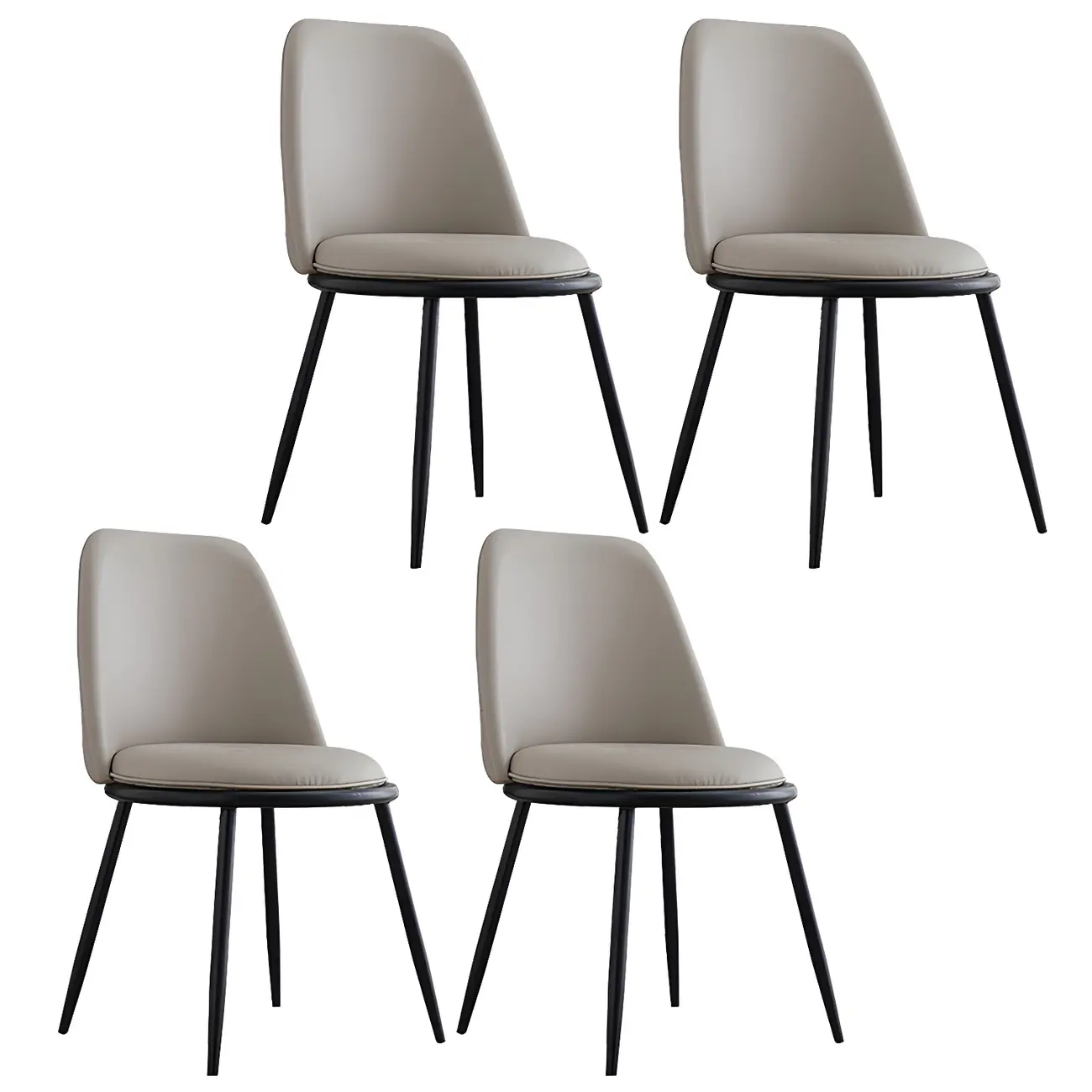 Glam Scandinavian Leather Armless Dining Chairs Metal Frame