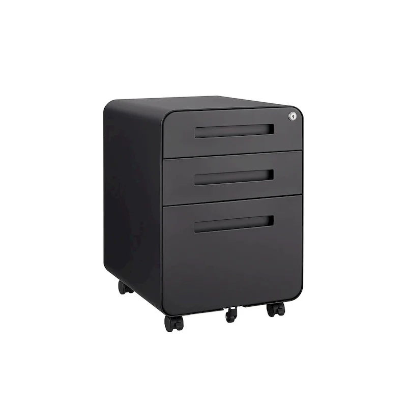 3 Drawer Mobile File Cabinet,Versatile Cabinet,5 Wheel Design Anti-Tilting Cold Rolled Steel Waterproof Moisture-Proof Black