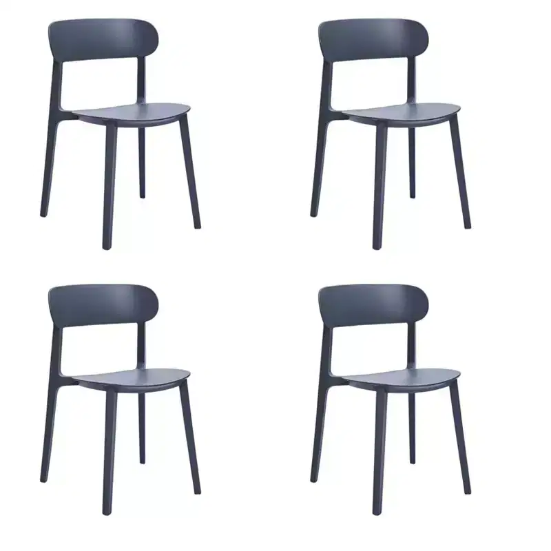 HomeRoots Set of Four Gray Heavy Duty Plastic Dining Side Chairs