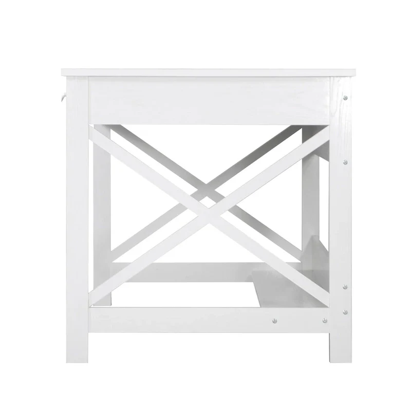 59.5-Inch Modern Farmhouse Writing Desk with Two Drawers, Home Office Wood Desk