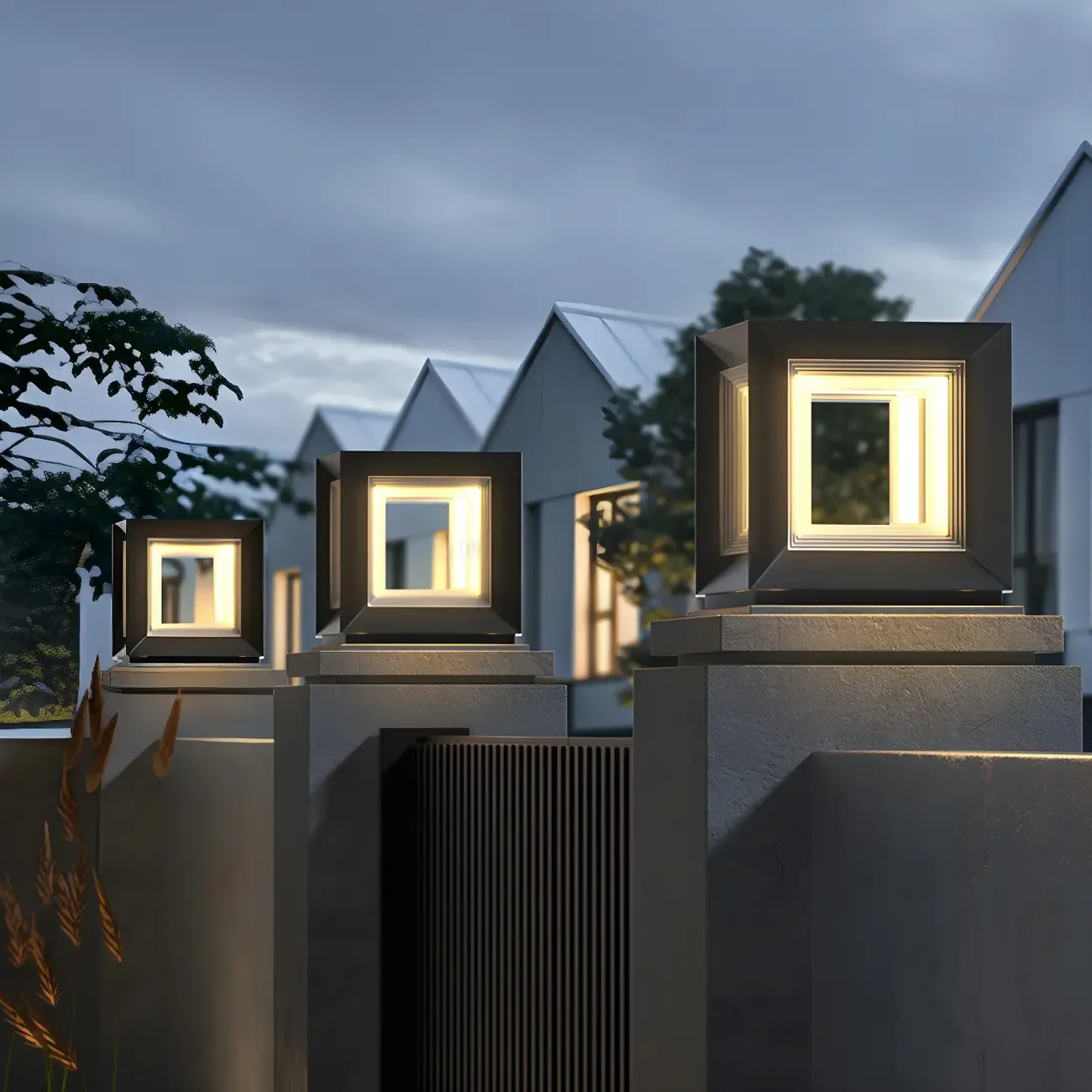 Black Metal Clear Glass Ambient Cubic Post Cap Light