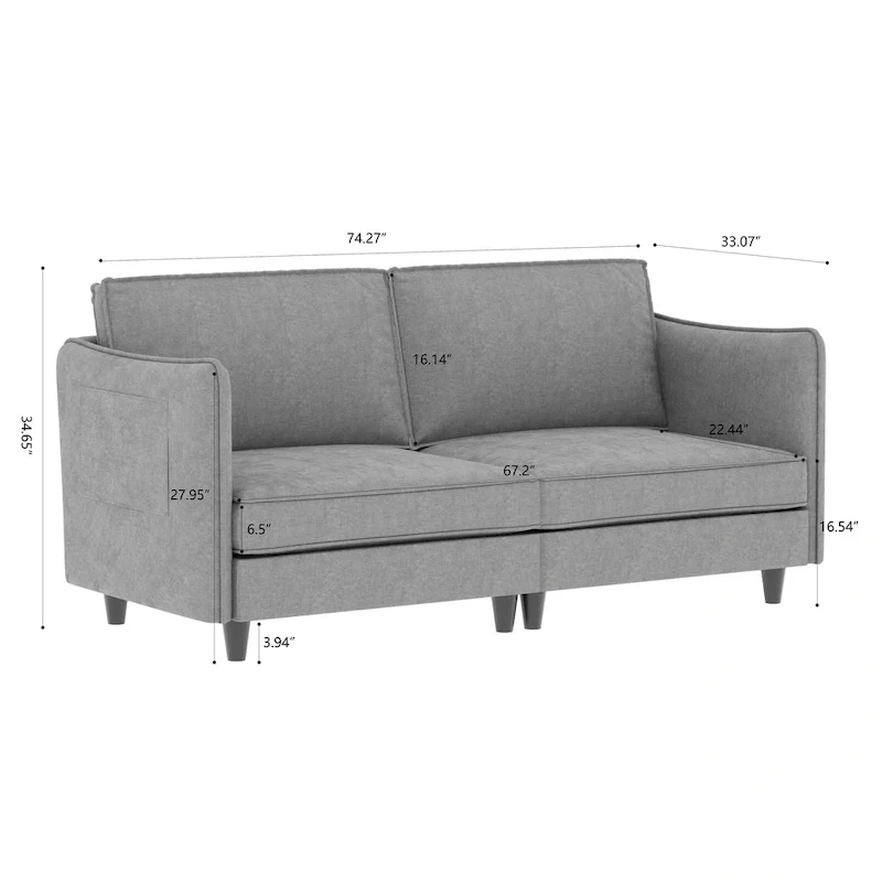 Hadley 74.27 Loveseat Sofa with Mid-Century Modern Design