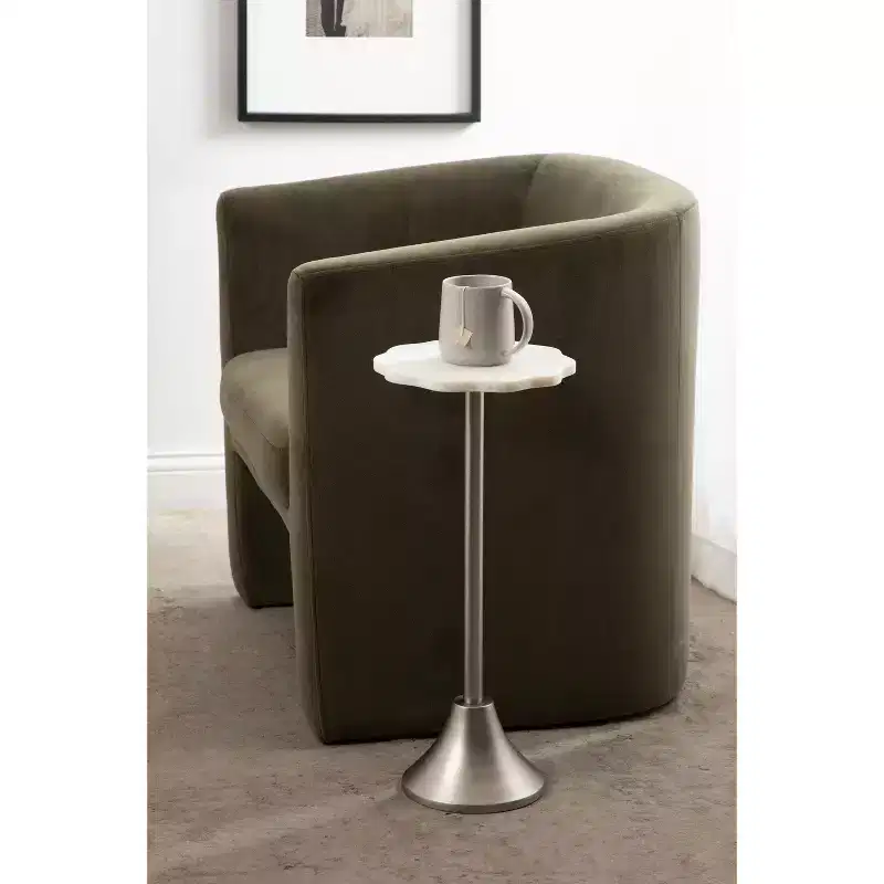 Kate and Laurel Sanzo Scalloped Marble and Metal Drink Table