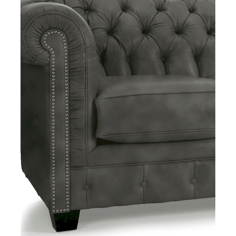 Hancock Tufted Top Grain Italian Leather Chesterfield Sofa - 31  H x 86  W x 40  D