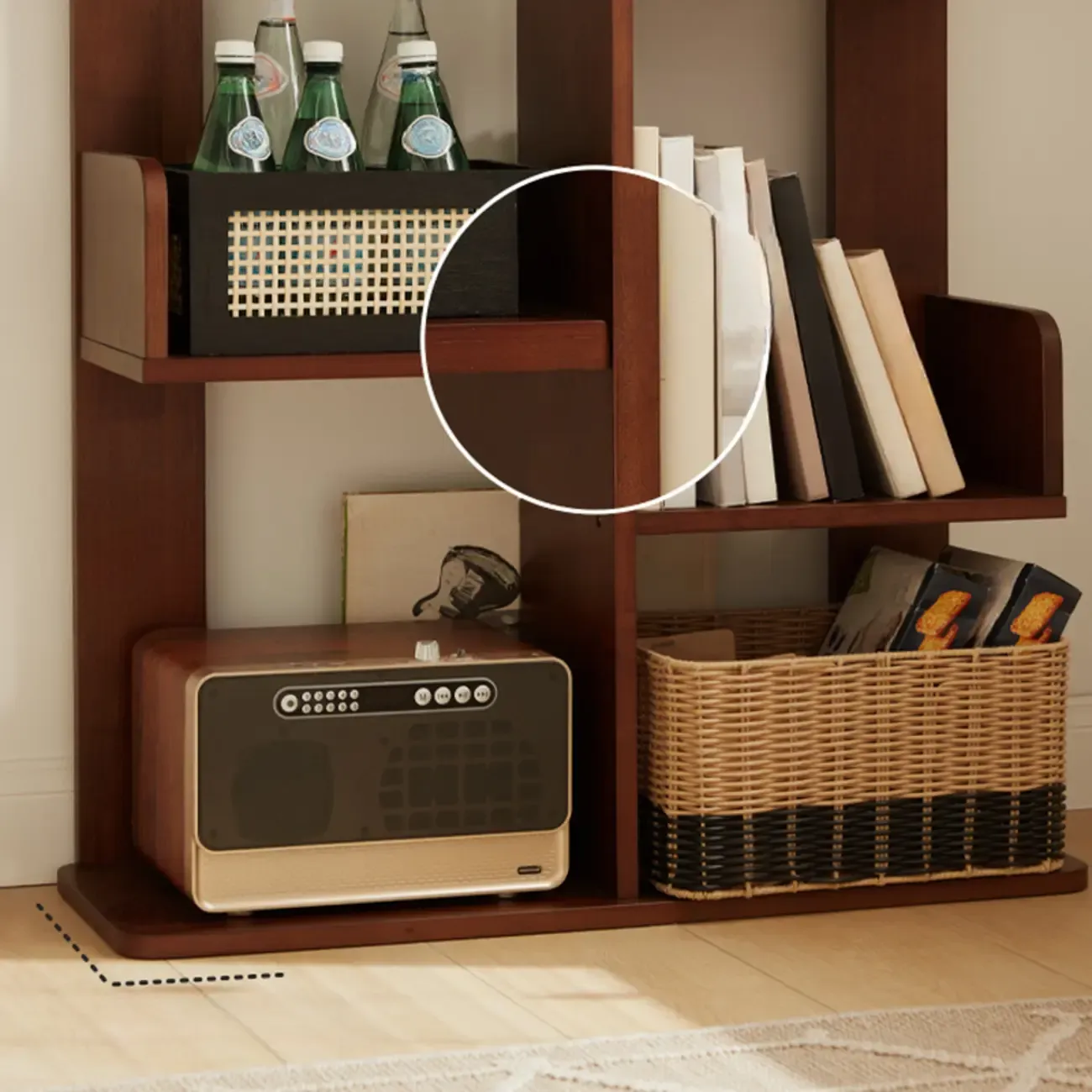 Rectangle Brown Wood 4-Tier Open Bookcase