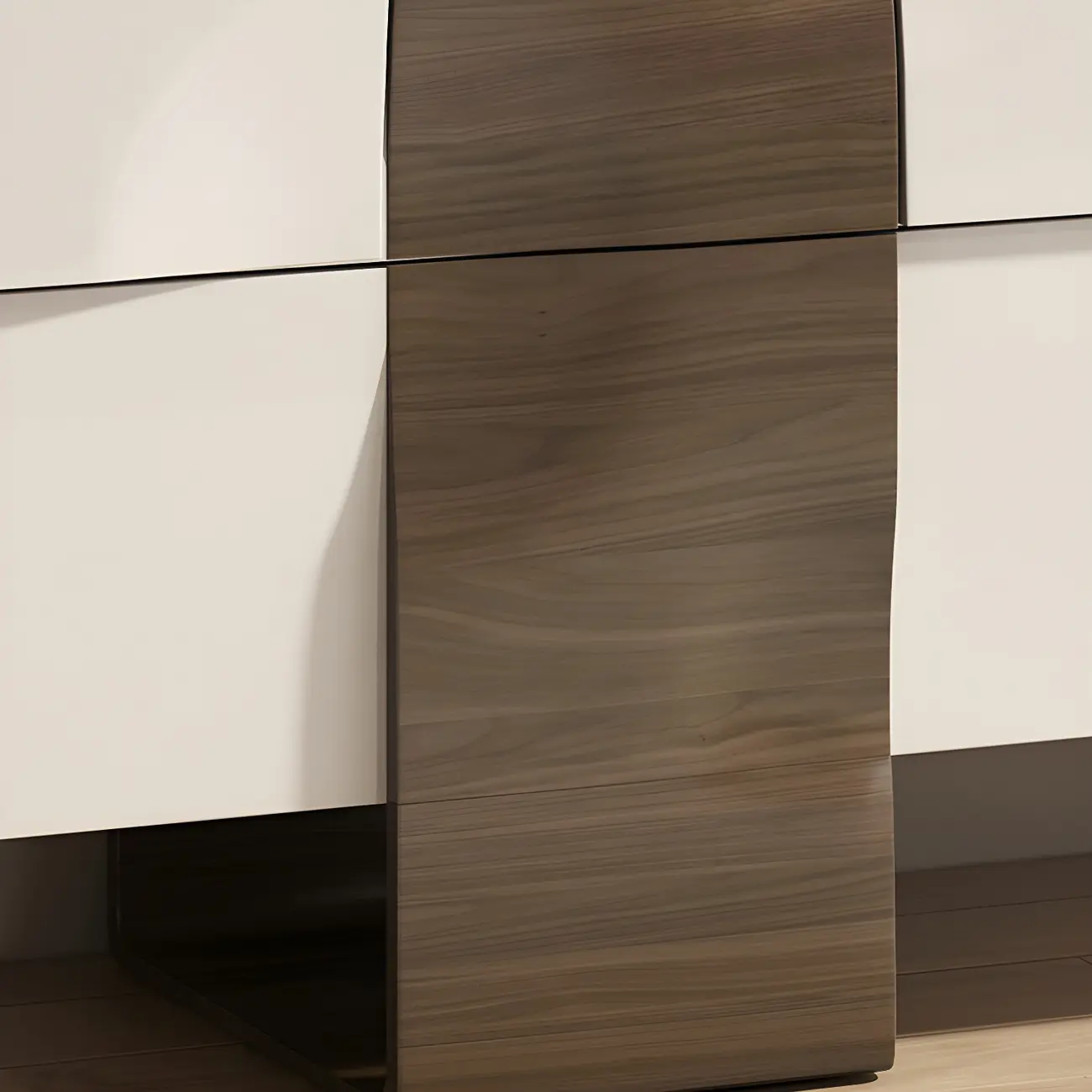 Unique White Wooden Dresser with Irregular Surface