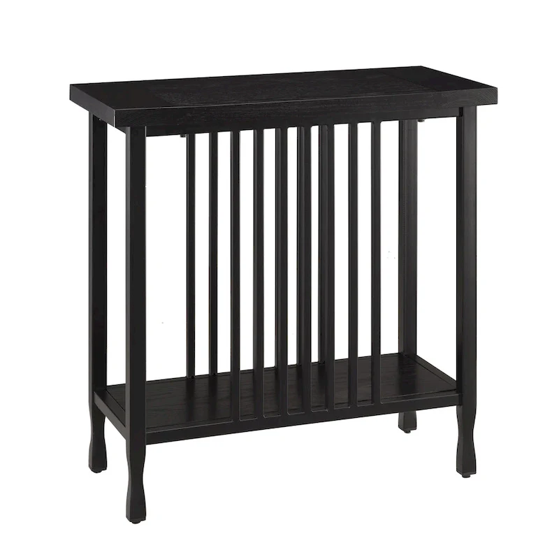 Carbon Loft Peter Matte Black Slatted Narrow Chairside Table