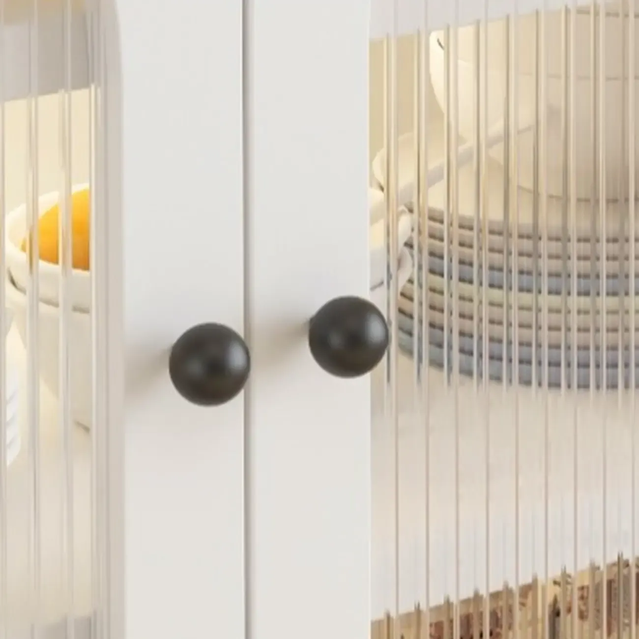 Narrow Metal White Buffet Cabinet with Drawer