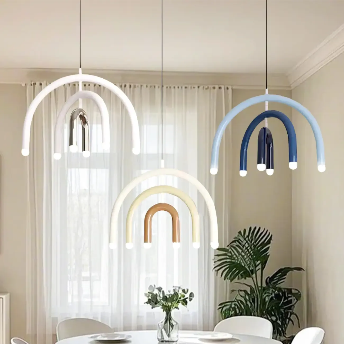 Modern 6-Light LED Chandelier  with Rainbow Shape Design