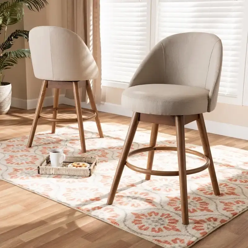 Mid-Century Modern Swivel 2-Piece Counter Stool Set