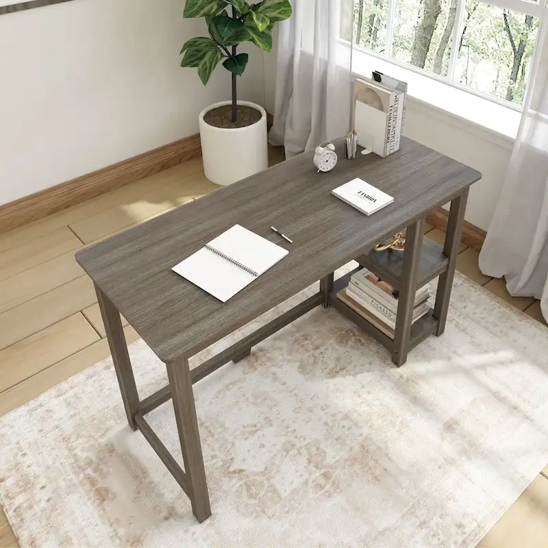 Plank and Beam Desk with Bookshelves