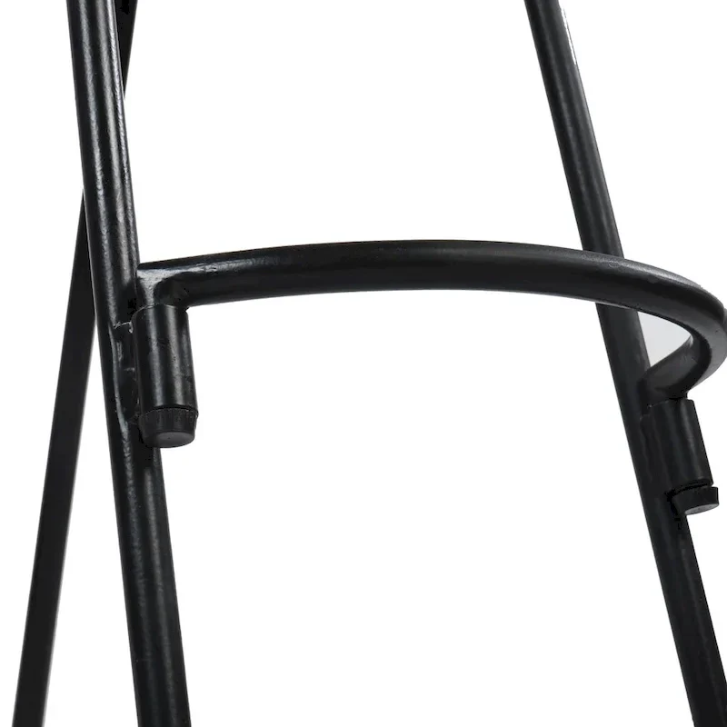 24 Inch Handcrafted Backless Barstool, Natural Brown Mango Wood Thick Saddle Seat, Black Iron Base