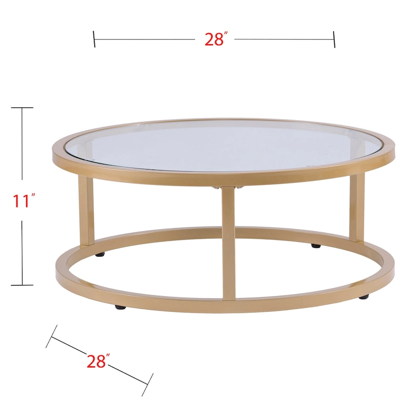 SEI Furniture Grant Round Gold Nesting Coffee Table - Set of 2