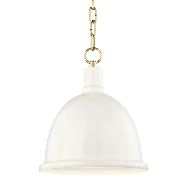 Mitzi by Hudson Valley Blair 1-light Aged Brass Small Pendant, Cream Metal