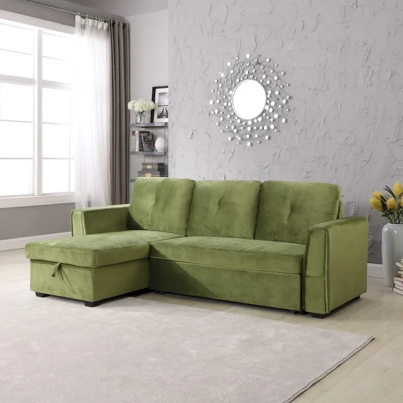 Modern Upholstered Living Room Storage Chaise Sectional Sofa