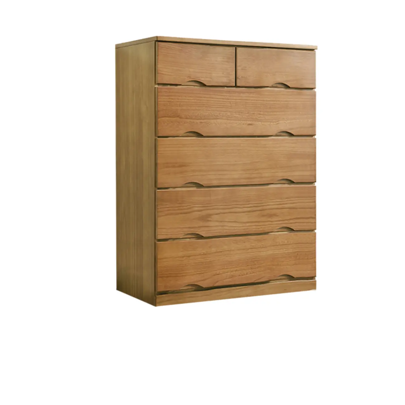 Natural Wood Double Dresser with Lockable Drawer