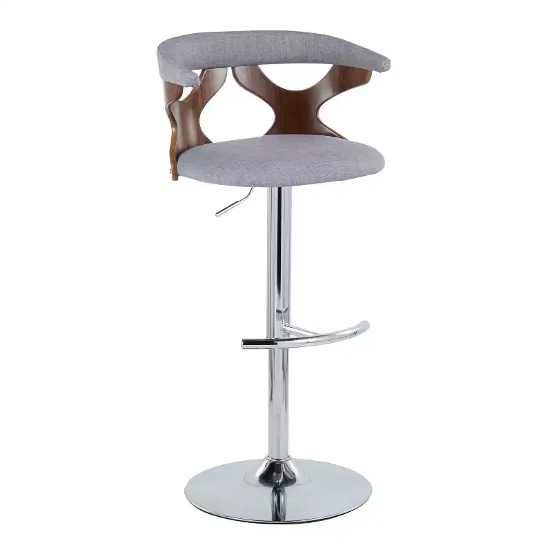 LumiSource Set of 2 Gardenia Adjustable Barstools Chrome Fabric