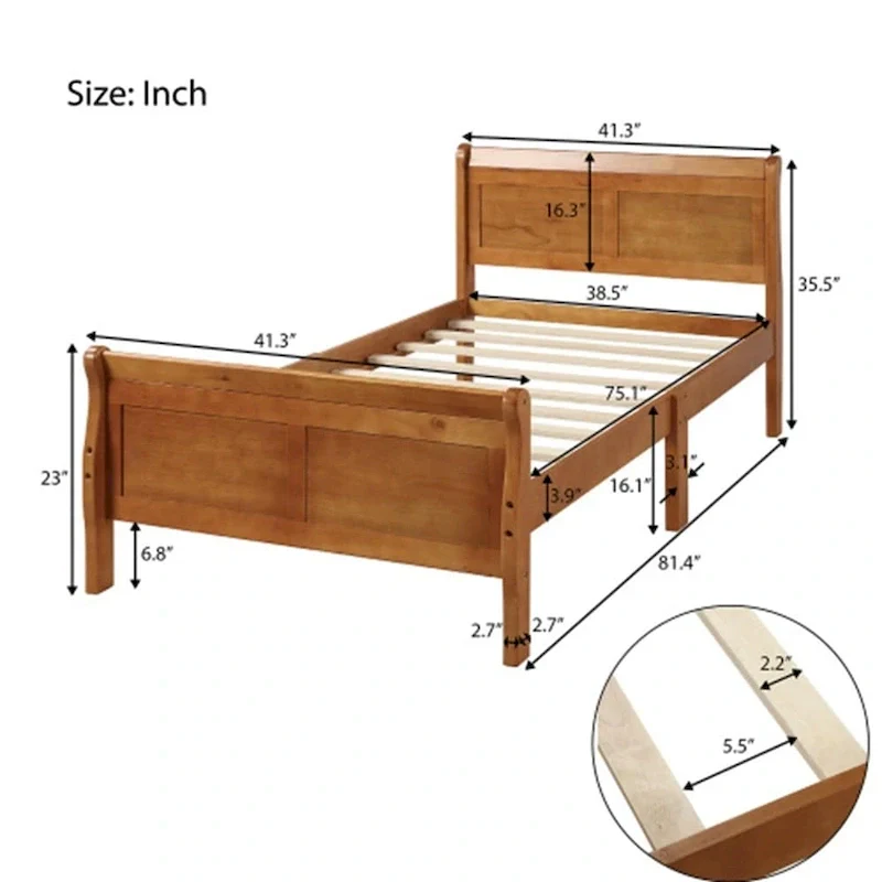 Wood Twin Frame Bed