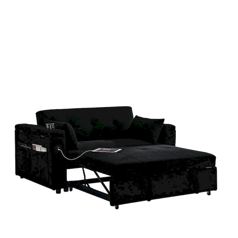54 Pull-Out Sleeper Sofa Bed Double Seat Recliner Sofa Bed