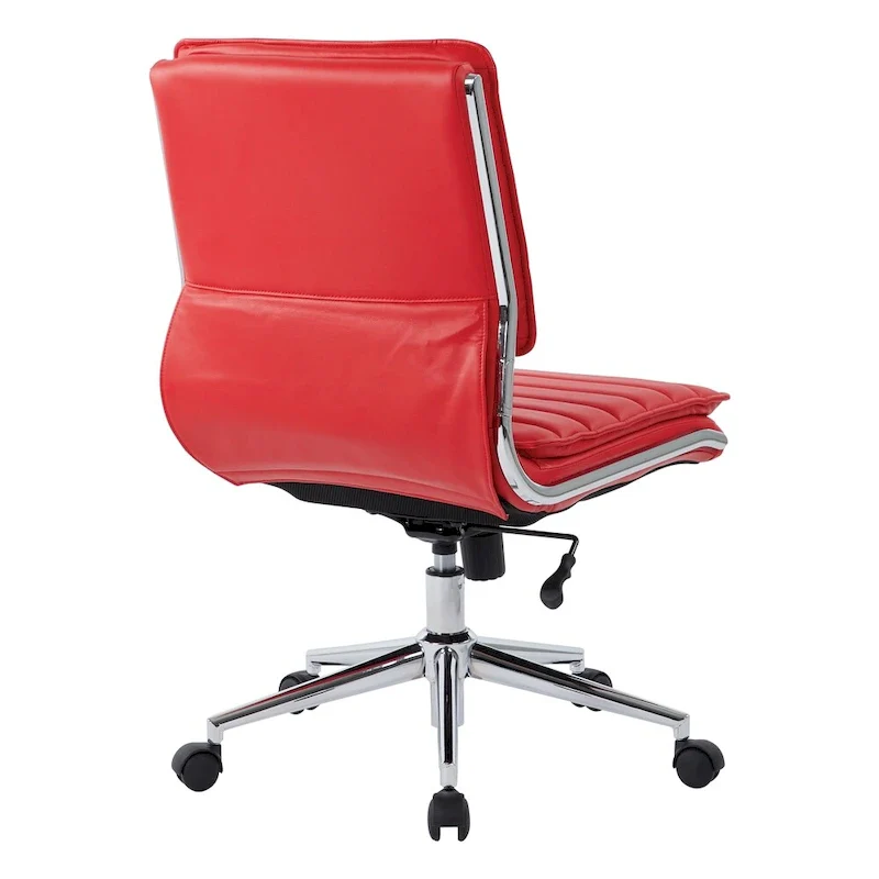Armless Mid Back Professional Managers Faux Leather Chair with Chrome Base
