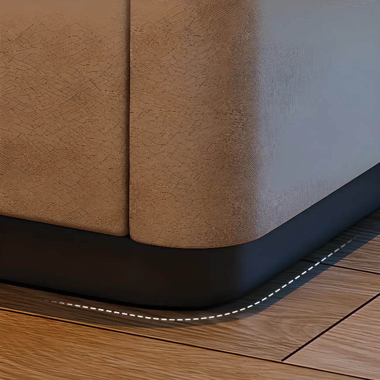 Wooden Overbed 2 Drawers Nightstand with Grooved Top