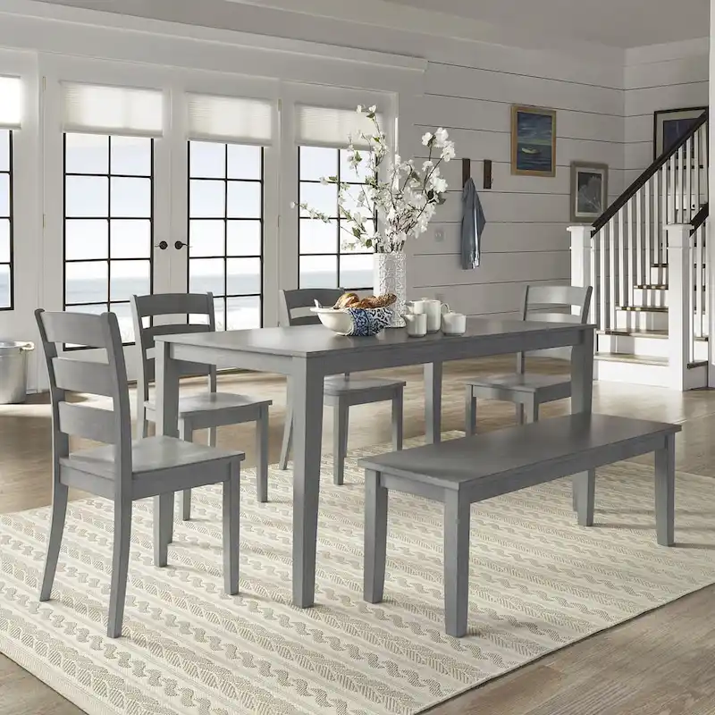 Wilmington II 60-Inch Rectangular Antique Grey Dining Set by iNSPIRE Q Classic