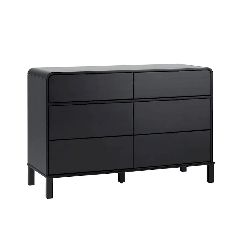 6-Drawer Solid Wood Dresser with Curved Top