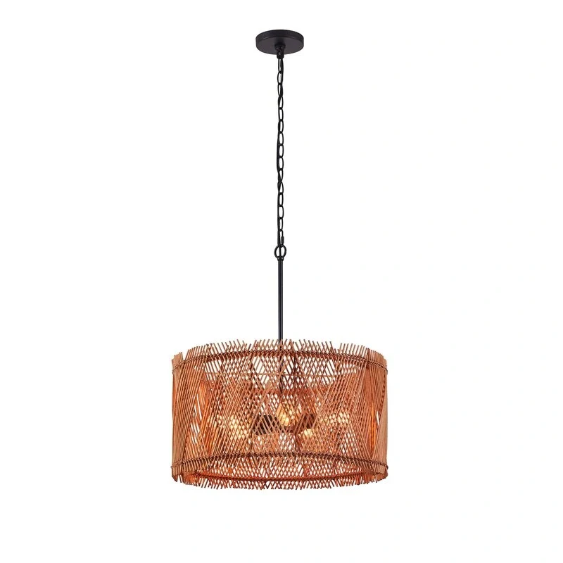 KAWOTI 5-Light Hand-woven Natural Bamboo Pendant Light - W22.5  x H65.25