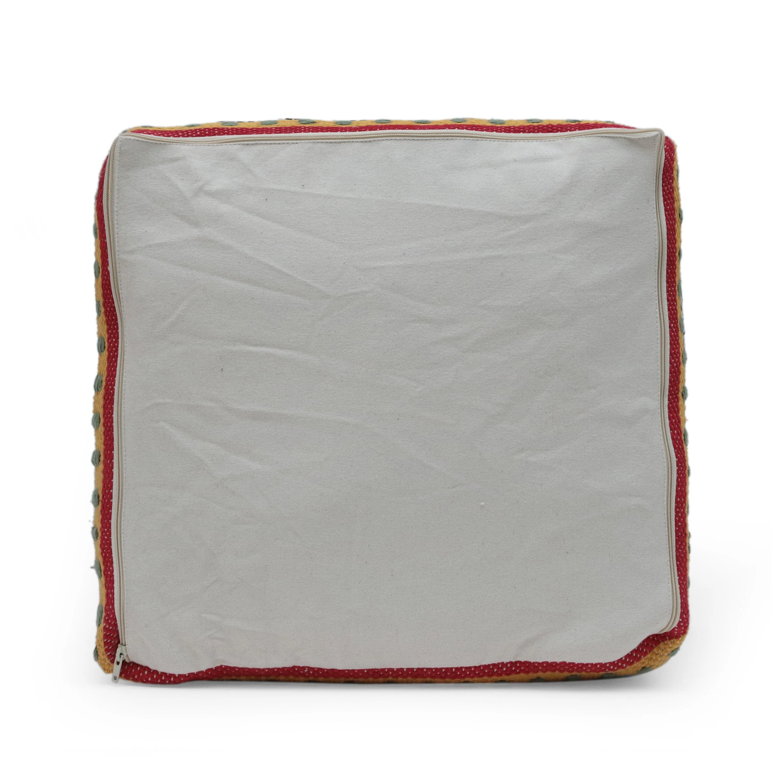 Boho Handcrafted Peruvian Print Cube Pouf - NH615413