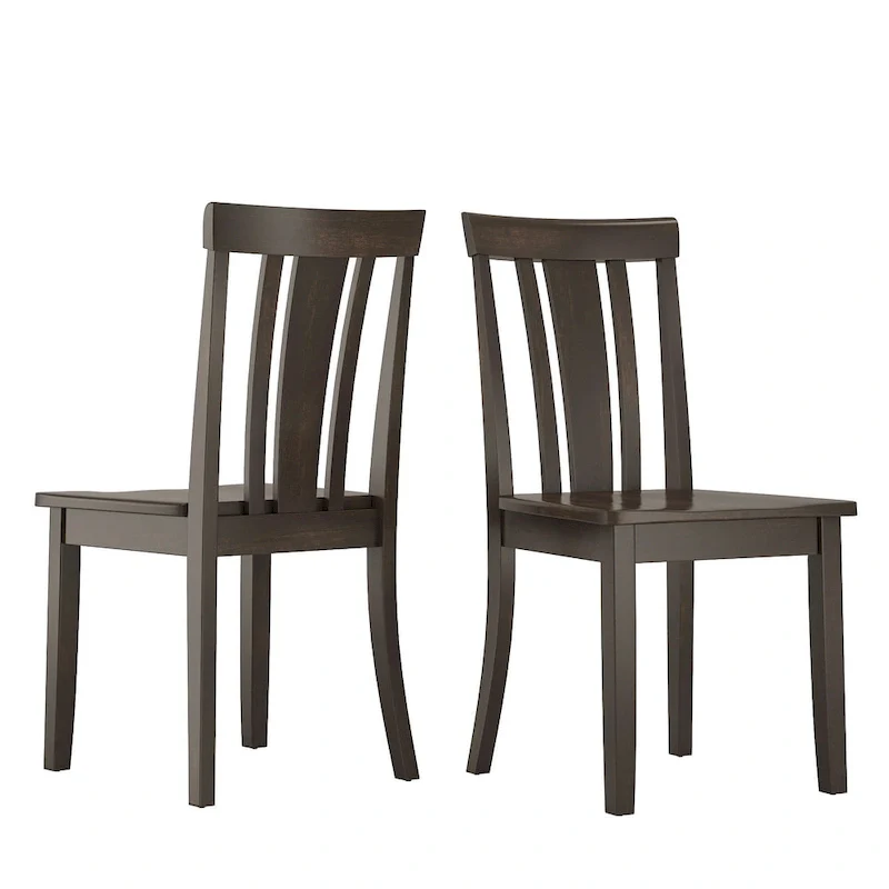 Slat Back Wood Dining Side Chairs  (Set of 2)