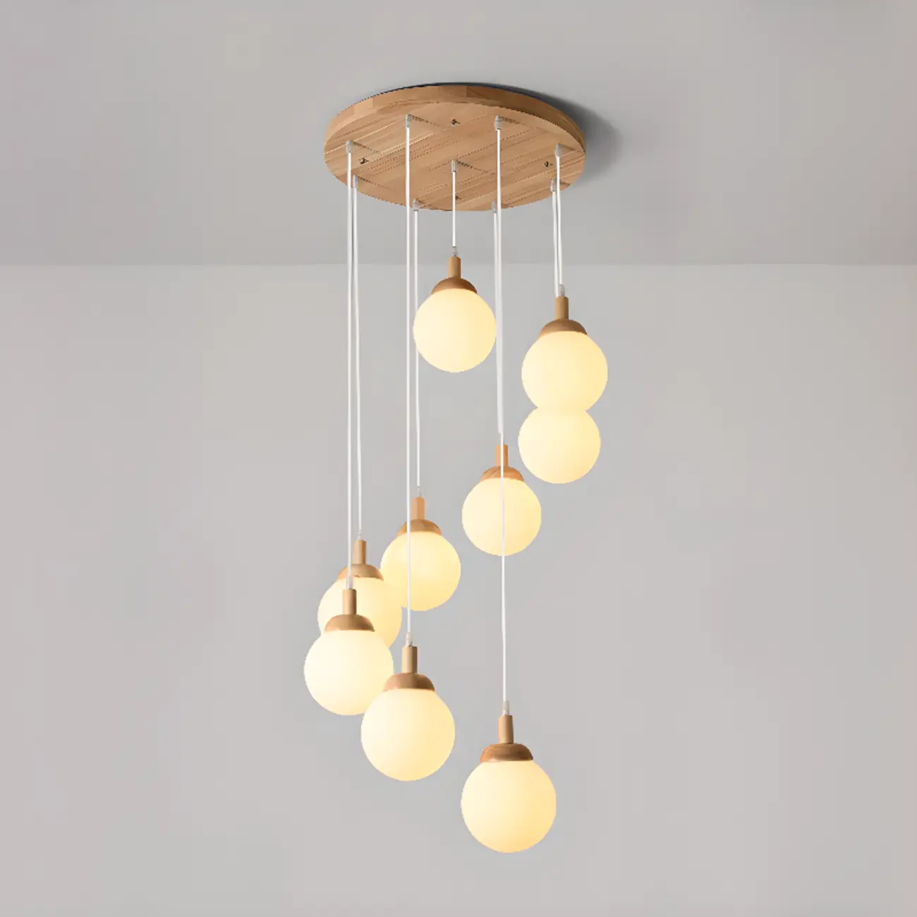 Milk Glass Cluster Pendant Light With Adjustable Length