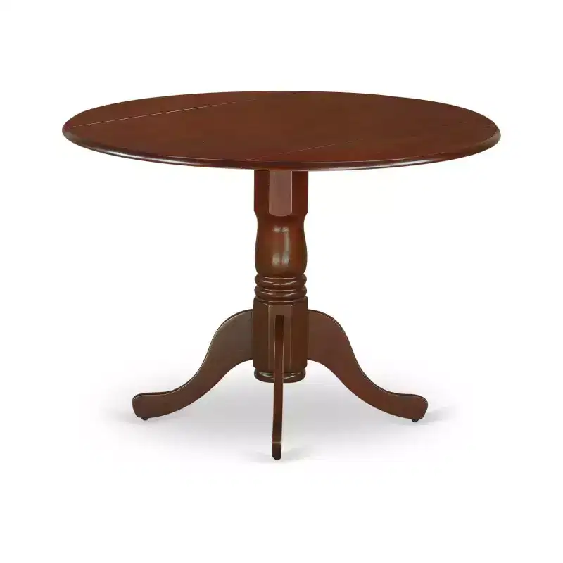 3-Piece Mahogany Finish Solid Wood Top-Round Upholstered Dining Room Set -Seats 4