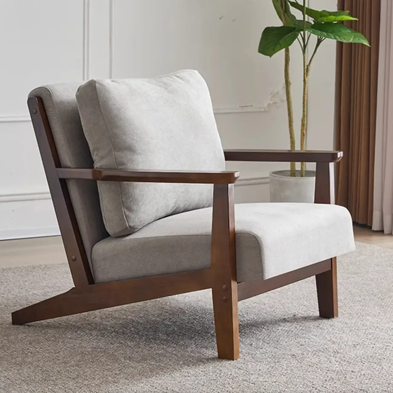 Modern Arm Chair Cotton Linen Living Room