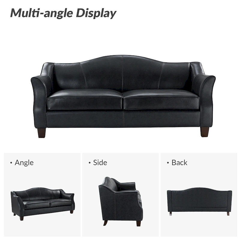 Sandra 81.5 Classic Genuine Leather Sofa With Solid Wood Legs By HULALA HOME