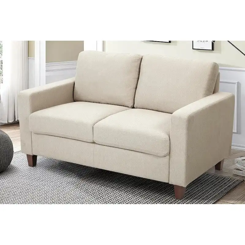 US Pride Furniture Miles 2 Piece Sofa and Loveseat Sets with Reversible Back Pillows Mid Century Modern Sofa